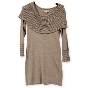 PHILOSOPHY Women's Tan Cowl Neck Knit Long Sleeve Dress Size Medium Viscose Wool